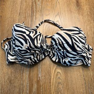 Shade & Shore Zebra Print Bikini Top - Black and Cream